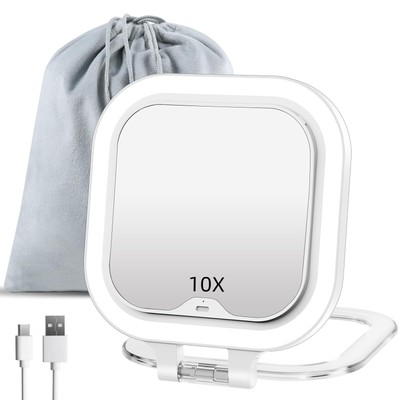 FUNTOUCH Compact Travel Lighted Makeup Mirror,Rechargeable Double-Sided 1X10X...