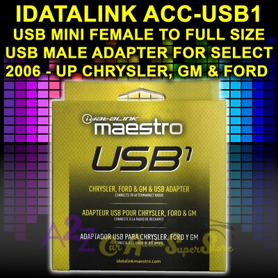 iDATALINK MAESTRO ACC-USB1 USB ADAPTER FOR SELECT CHRYSLER FORD CHEVY DODGE JEEP