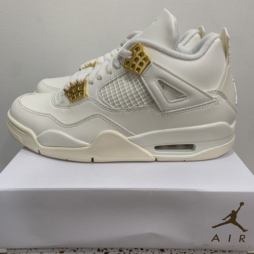 Pre-owned Jordan Air  4 Retro Metallic Gold 2024 Women Size 12w/10.5m Aq9129-170 In White