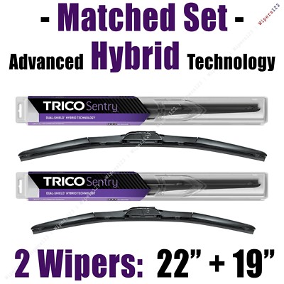 Matched Set of 2 Hybrid Wipers 22''+19'' Trico Sentry Wiper Blades - 32-220 32-190