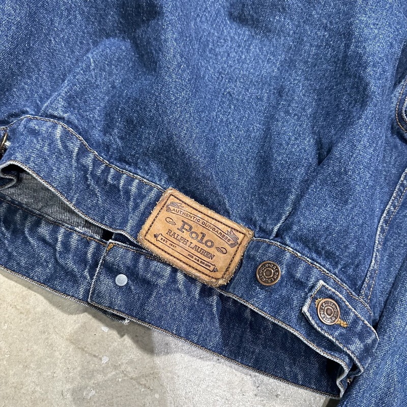 VTG Ralph Lauren Dungarees Trucker Suede Corduroy Jean Denim Jacket MEDIUM