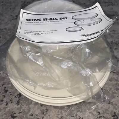 Serve It All Tupperware Pedestal Cake Platter Chip Dip Party Set 9.25 inch