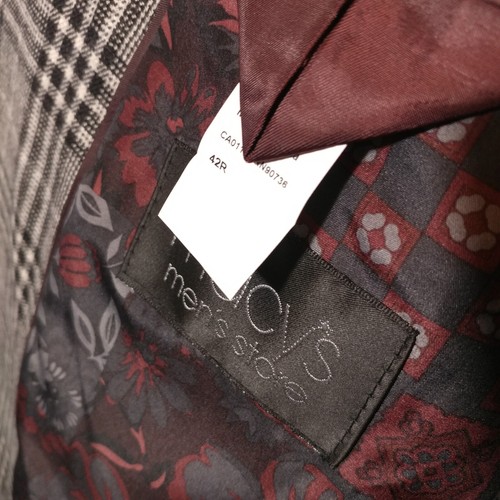 Tallia Mens 42 Black White Plaid Wool Blazer Sport Coat Suit Jacket Floral Lined