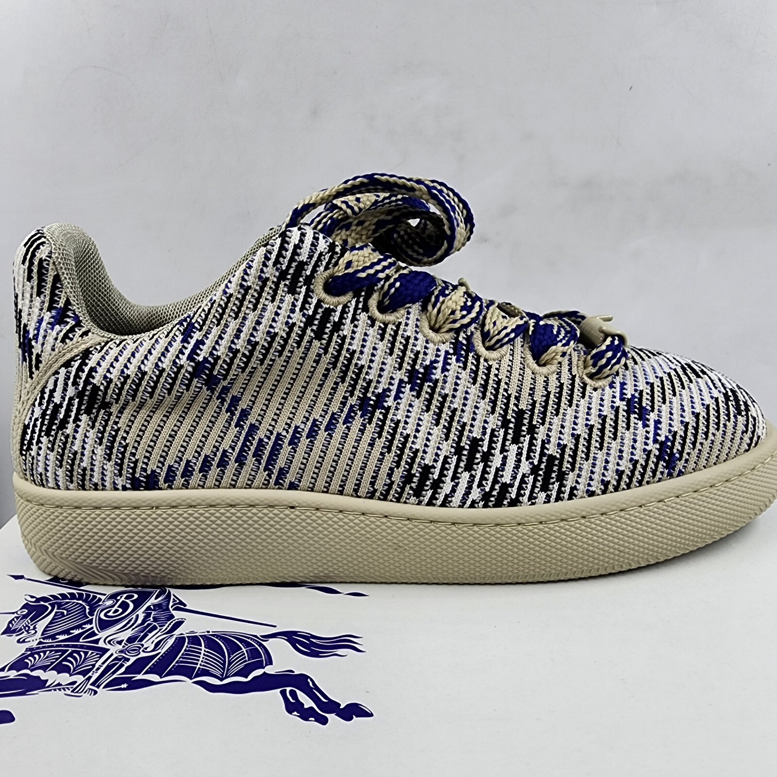 Burberry Check Knit Box Sneakers Men's 44 Lichen Ip Check Lace Up Closure - Picture 13 of 18