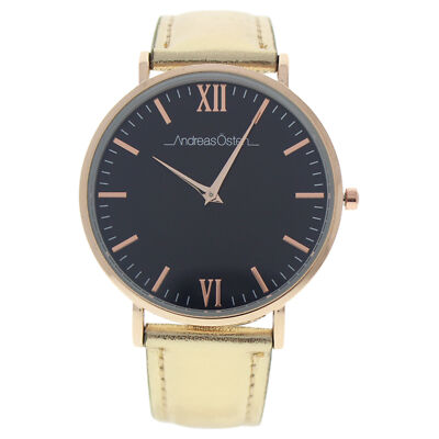 AO-187 Hygge - Gold/Black Leather Strap Watch by Andreas Osten for Women