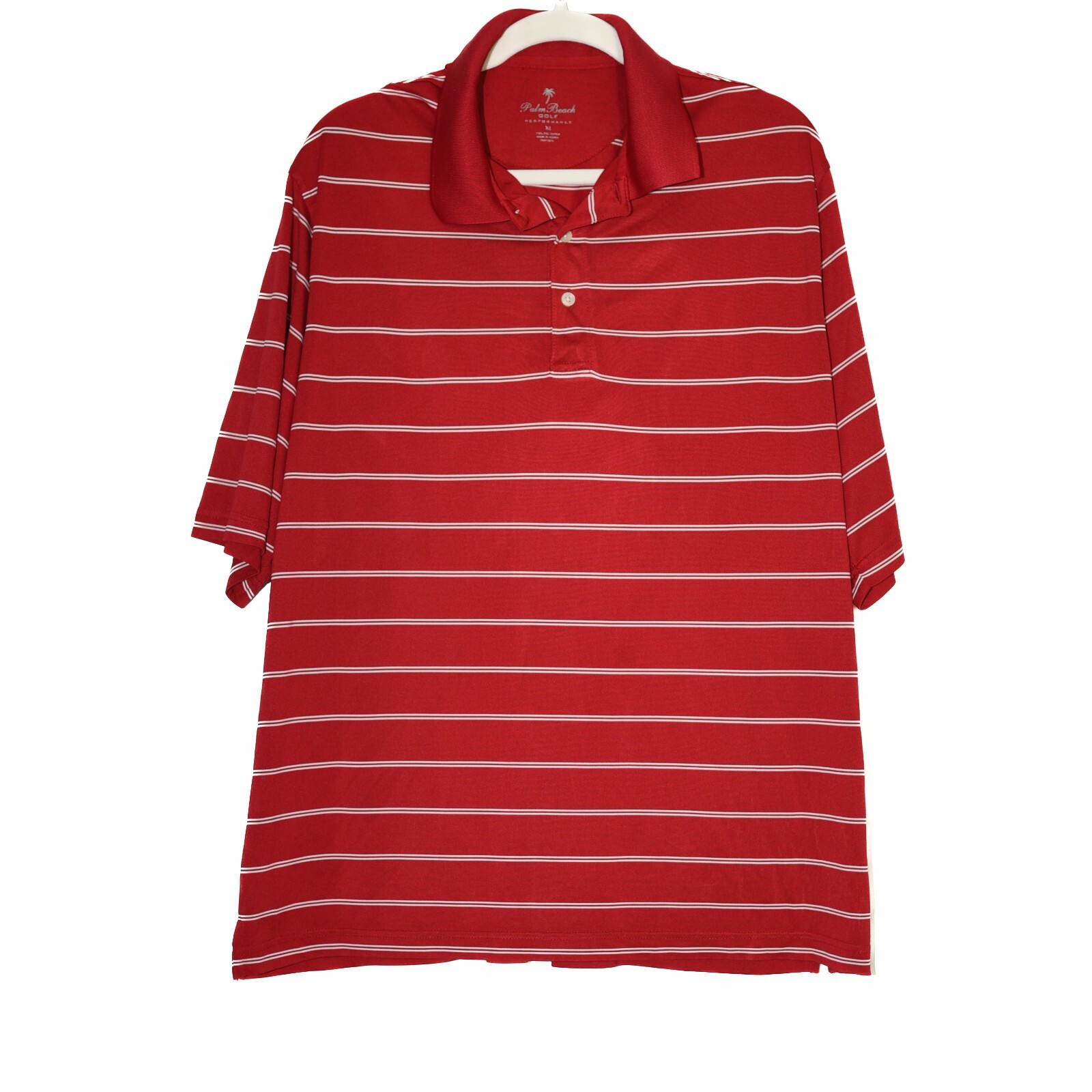 Palm Beach Men Red White Golf Polo Shirt Casual Collared