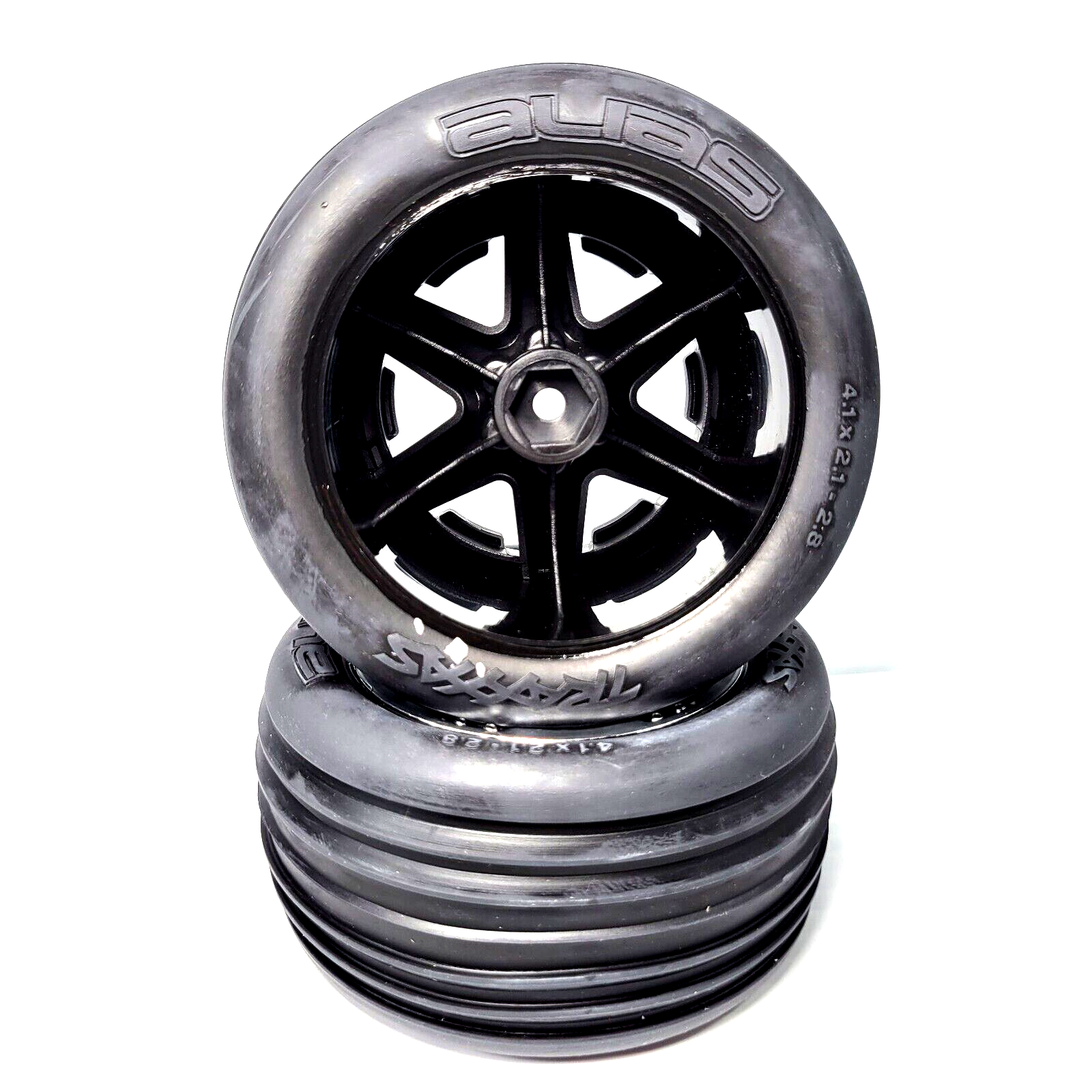 Fits Traxxas Rustler XL-5 2wd Alias Tires & Black Satin 12mm Rxt Wheels / VXL