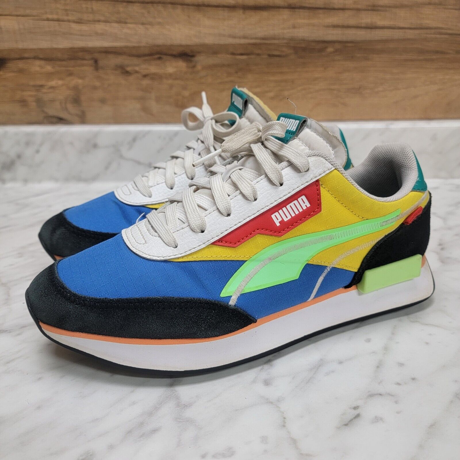 Puma Future Rider Twofold SD Jr Size 7C Blue-elecktro-maize Puma Future Rider Twofold SD Jr Size 7C Blue-elecktro-maize