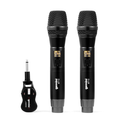 Gemini GMU-M200 Pro UHF Wireless Microphone Set, Rechargeable, 1/4'' Jack, for...