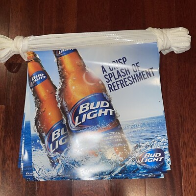 NOS BUD LIGHT BEER VINYL STRING  PENNANT BANNER BAR MANCAVE PARTY