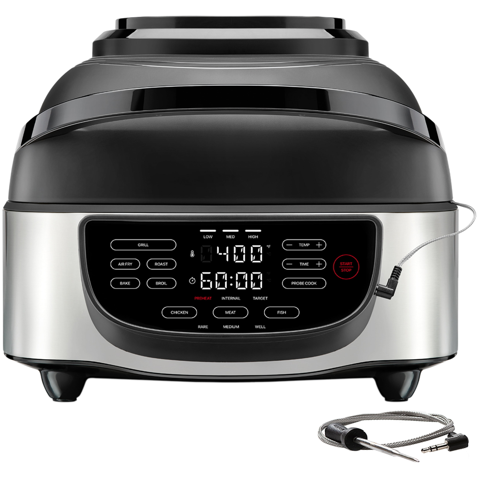 Chefman 5-in-1 Air Fryer + Indoor Grill with Cooking Thermometer, New