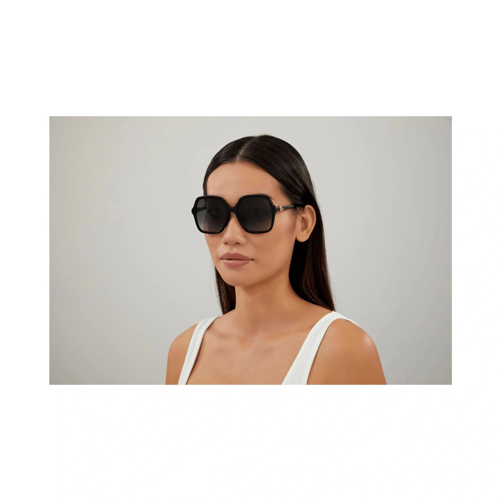 Pre-owned Gucci Gg1072sa 001 Black Frame - Grey Lens Women's Sunglasses 56mm Authentic In Gray