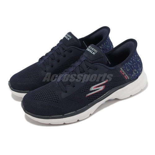 

Skechers Go Walk 6-Vivid Idea Темно-белые женские повседневные туфли без шнурков 124627-NVMT, Серый, Go Walk 6-vivid Idea