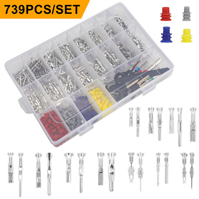 739Pcs Car Electrical Wire Connector Pins Wire Seals Terminal Removal Tool Kit
