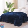 Exclusivo Mezcla King Size Fleece Blanket for Bed, 90x104 Inches Stylish Jacquard Velvet Soft Blanket, Fuzzy Cozy Lightweight for All Season, Navy Blue