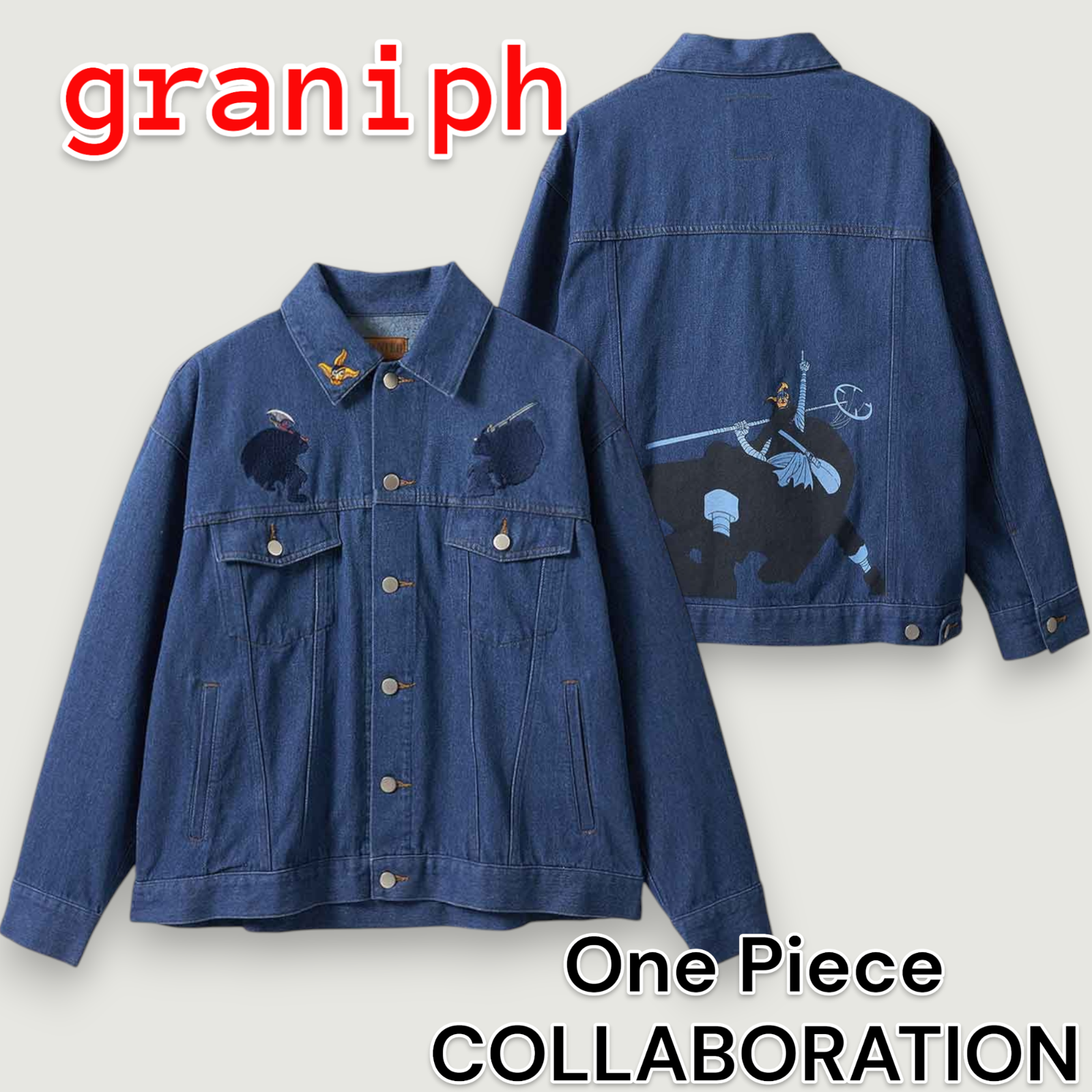 Graniph x One Piece Sea Warrior Denim Jacket Japan Anime
