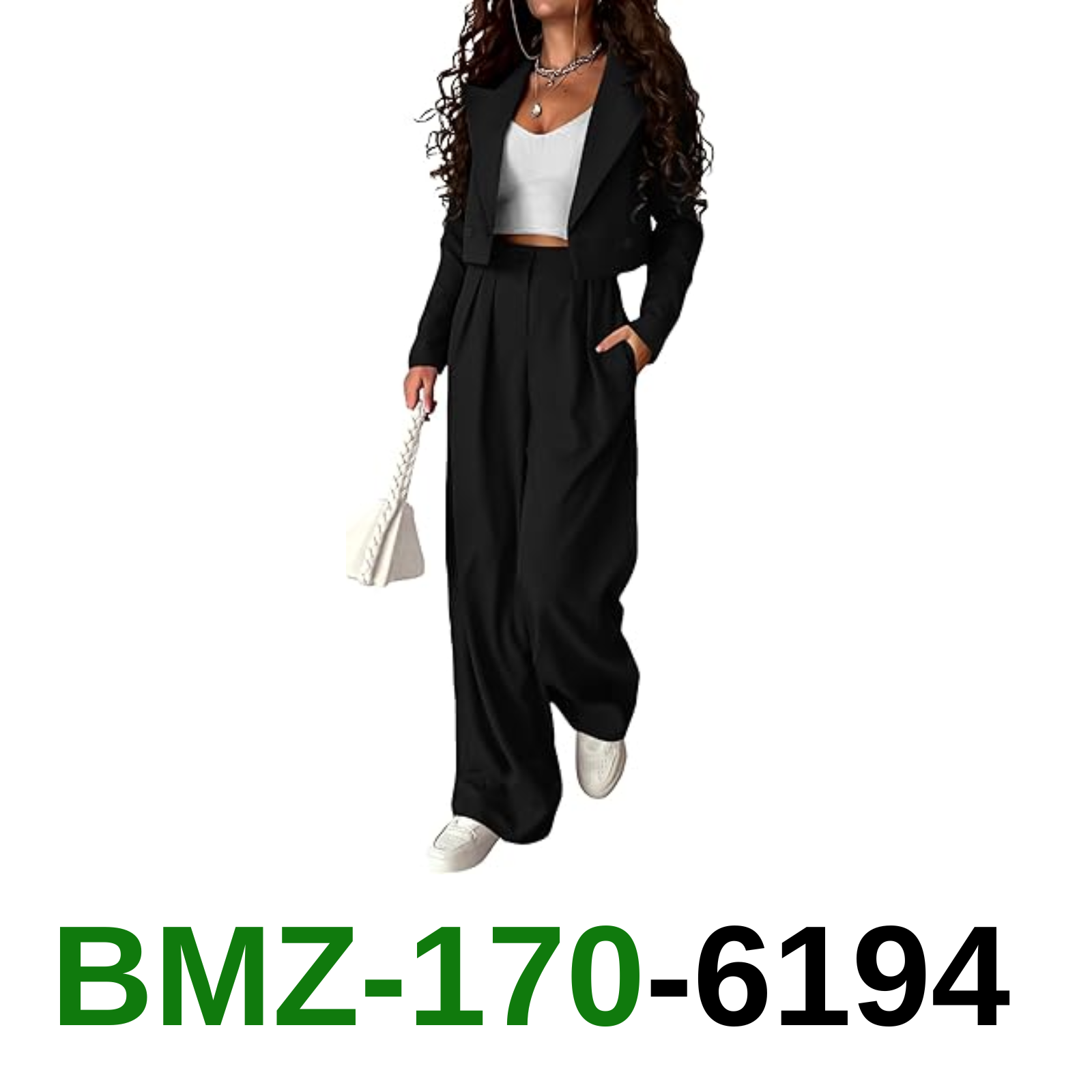 PRETTYGARDEN Women's 2 Piece Casual Outfits Cropped Blazer Jackets High, Small