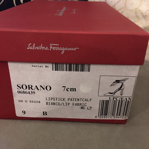 Pre-owned Ferragamo $785 Salvatore  Sorano Red Patent Leather Silk Scarf Point Toe Pump