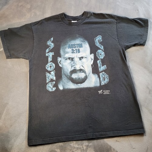Vtg 90s Stone Cold Steve Austin Shirt Large Black WWF 1998