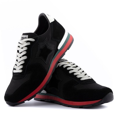 Pre-owned Atlantic Stars Low Shoes Antevoc Trainers Textile And Suede Black Man
