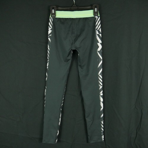 UNDER ARMOUR ATHLETIC LEGGINGS BLACK WHITE GEO RUNNING YOGA GIRLS SZ YSM S EUC