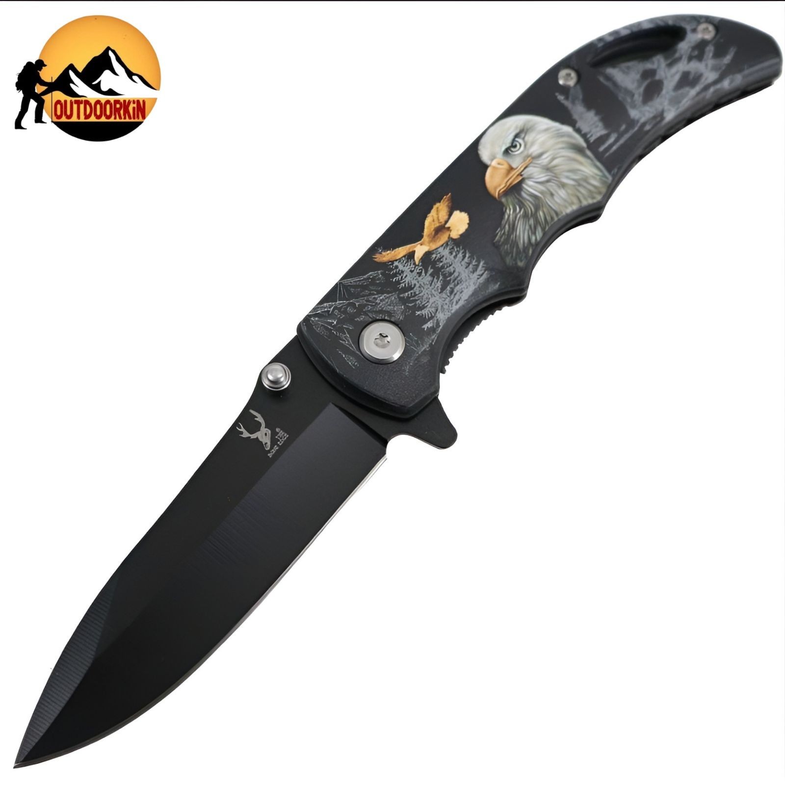 TheBoneEdge 7" Stainless Steel Woods Eagle Liner lock Folding Knife