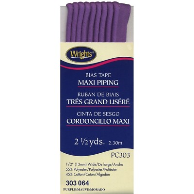 Purple Wrights Maxi Piping Bias Tape, 2.5 Yards x 1/2''
