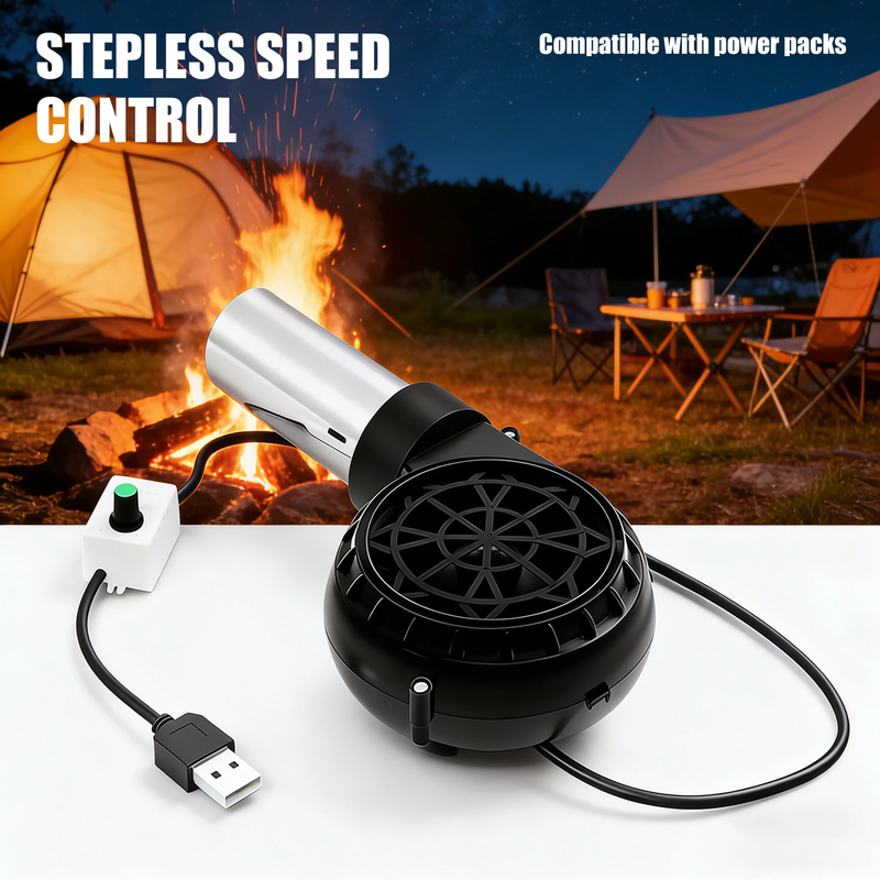 USB Stepless Speed BBQ Blower Mini Grilling Blower Portable Camping Fire Starter