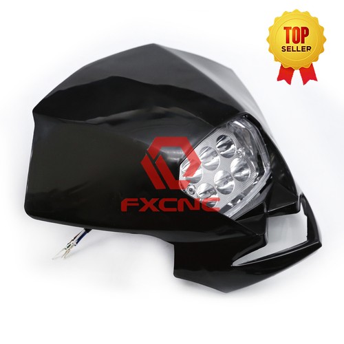 Motorbike Naked Motorcycles Street fighter Dirt Bike Headlight Light Lamp Black