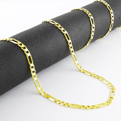 Pre-owned Nuragold 14k Yellow Gold Solid 3.5mm Mens Figaro Chain Link Bracelet Lobster Clasp 8"