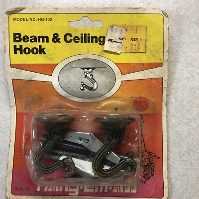 Vtg Beam & Ceiling Hooks Hang Em All New In Package But Old 2 Pack #HO-100