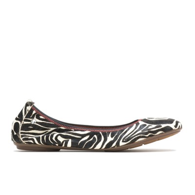 Hush Puppies Women Chaste Ballet Flat Zebra Calf Hair 7 W Туфли на плоской подошве Кожаные туфли на плоской подошве