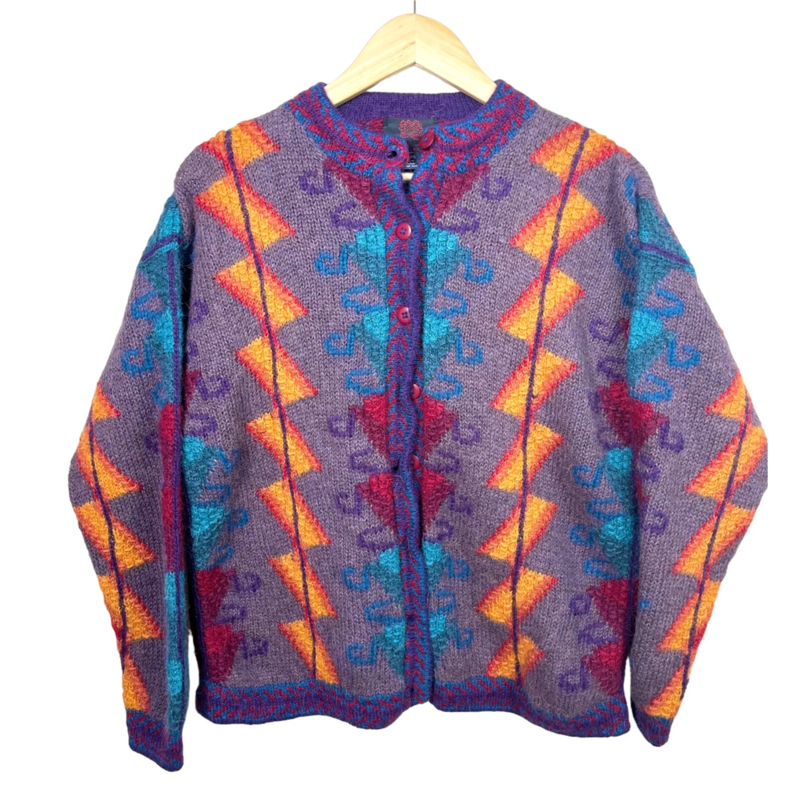 VTG Galeria Latina Alpaca wool Cardigan Hand Knit size M | eBay