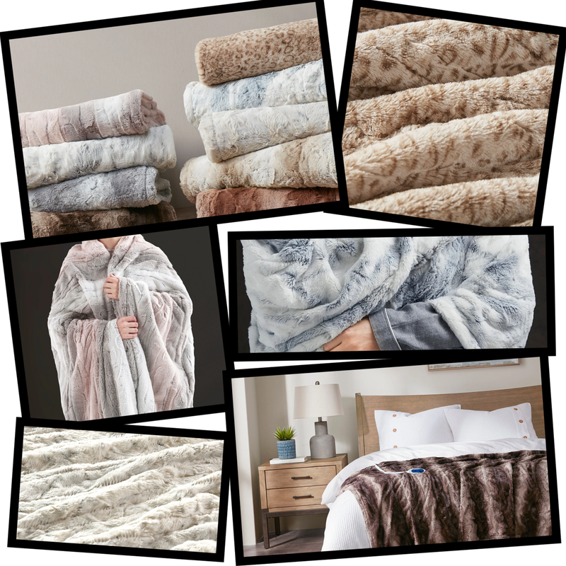 Oversized Electric Blanket Plush Faux Fur Animal Prints Heated Blanket Throw