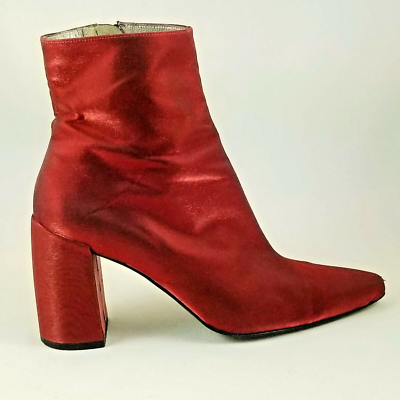 Red satin deals booties