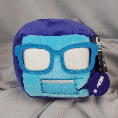 Nerd Block Cube  Plush Stuffed Toy Blue White Glasses ! Face 4'' NWT Fun 2 Play