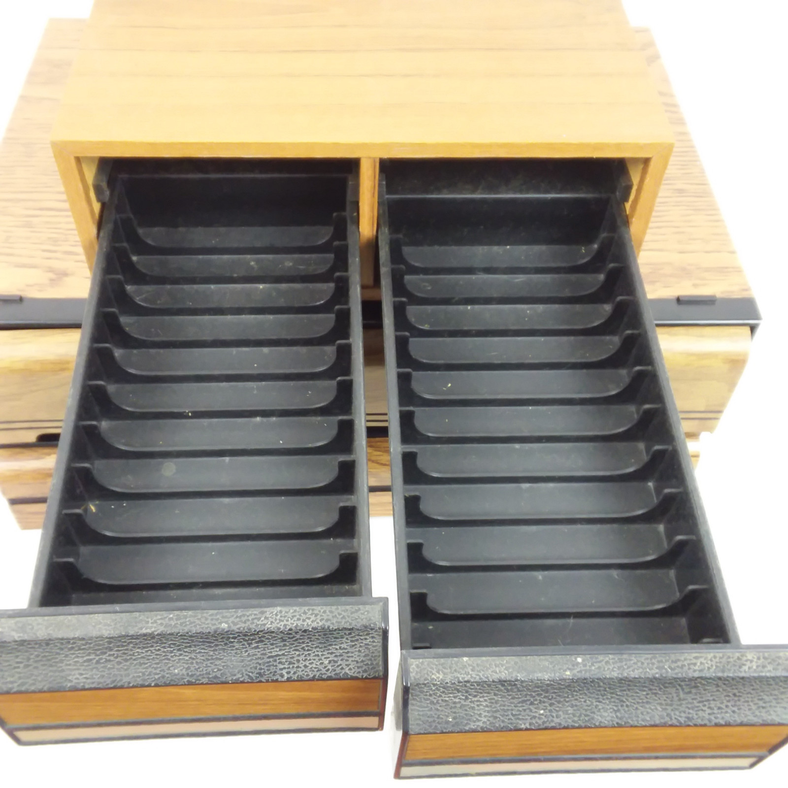 Cassete Tape Wood Grain Storage Drawer Lot of 3
