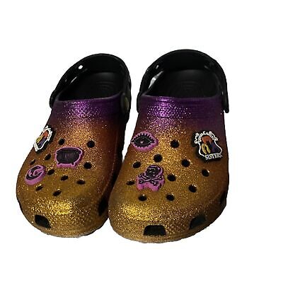 Crocs Disney Hocus Pocus Witches Clogs Shoes Glitter Orange Purple W6 M4