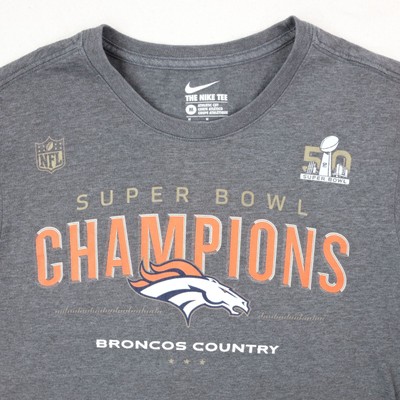 Nike NFL Denver Broncos Shirt Mens M Super Bowl 50 Champions Tee Medium Orange