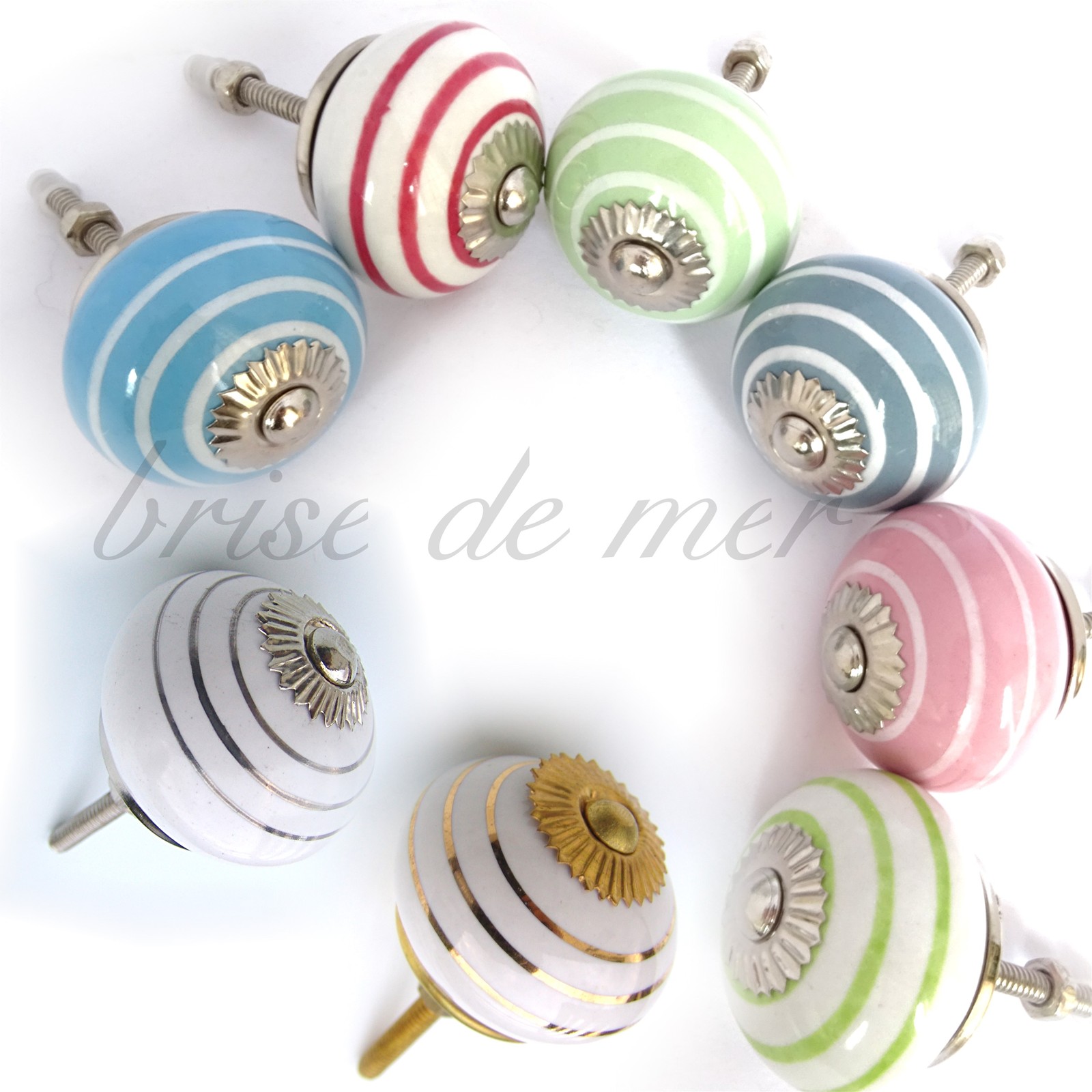 Childrens Bedroom Stripy Stripe Ceramic Cupboard Drawer Knobs