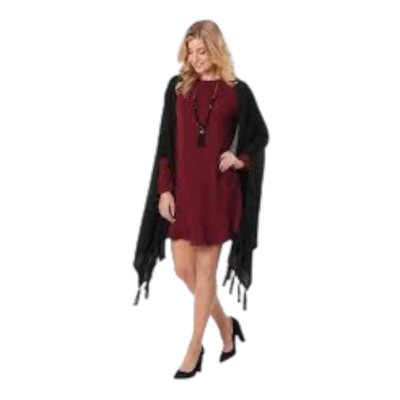 Mud Pie Sommer Sequin Fringe Wrap in Black NEW