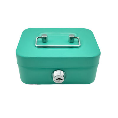 Metal Cash Box Security Safe with Key Money Tray Small Jewelry Storage Security