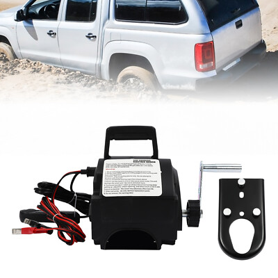 Portable Electric Winch 12V 2000LBS Remote Towing Hitch Truck Trailer Boat 300W