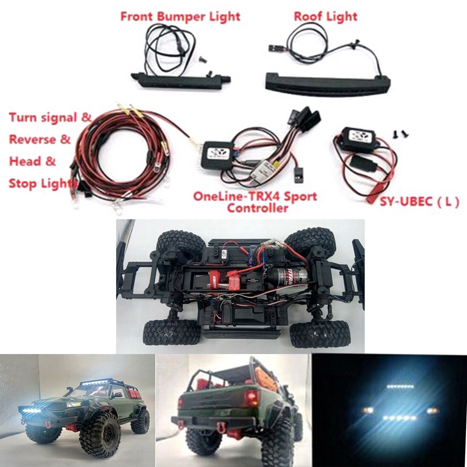 LSG 6 LEDs Headlights LED Lights Kit For 1/18 TRX4-M Traxxas Bronco RC Crawler