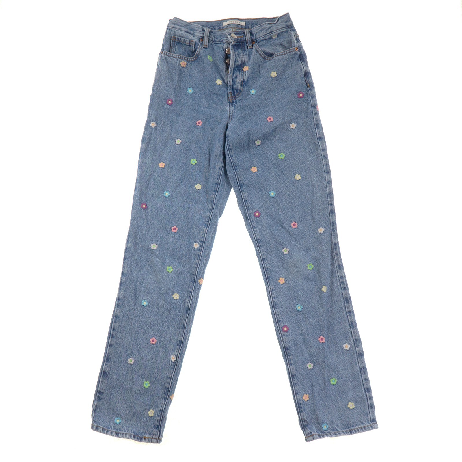 デニム・ジーパン [MATINKIM]flower printed denim pants in light blue FLOWER PRINTED DENIM PANTS IN LIGHT BLUE – Matin Kim