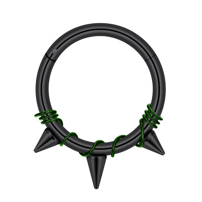 16G Spike Cone Septum Clicker Winding Wire Nose Ring Hoop Hinged Seamless Ring