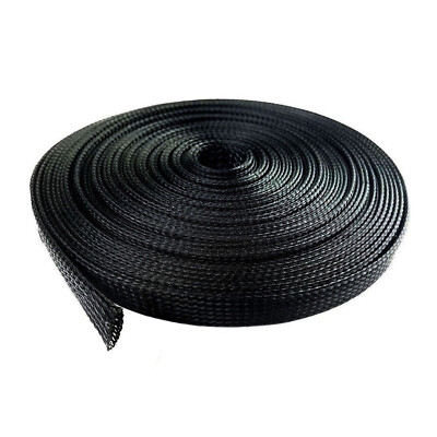 BLACK 100 FT 1/8'' EXPANDABLE WIRE CABLE SLEEVING SHEATHING BRAIDED LOOM TUBING