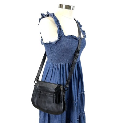 La Diva Crossbody Bag Purse Suede Leather Tasseled Boho Minimalist Grunge Gothic