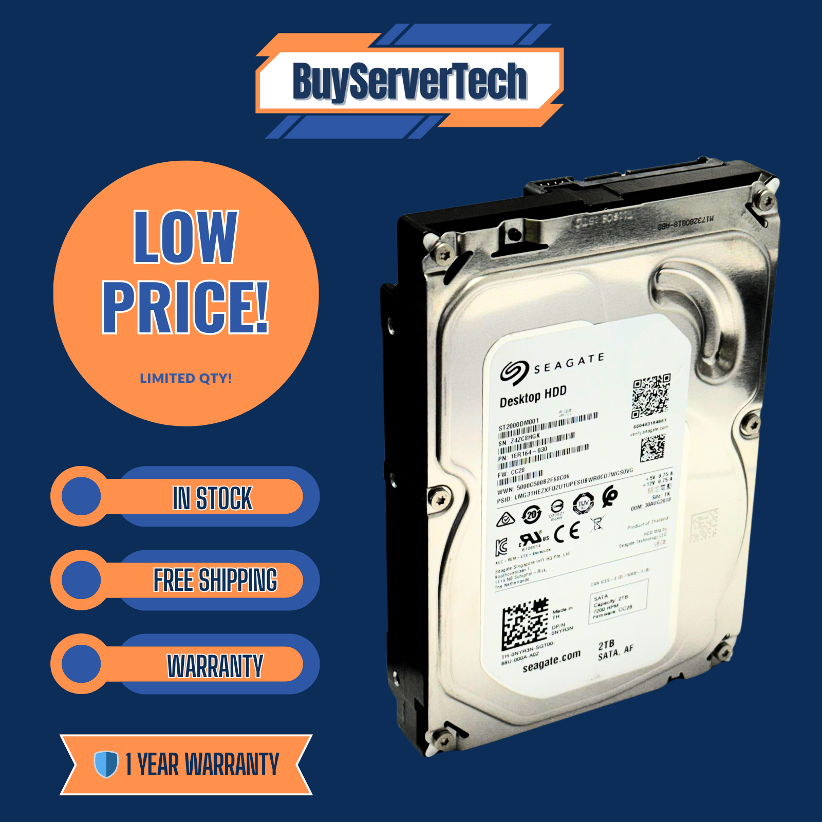 Seagate 2TB ST2000DM001 Barracuda 3.5 Internal SATA Desktop Hard