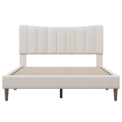 Upholstered Queen Bed Frame with Tufted Headboard, No Box Spring Needed